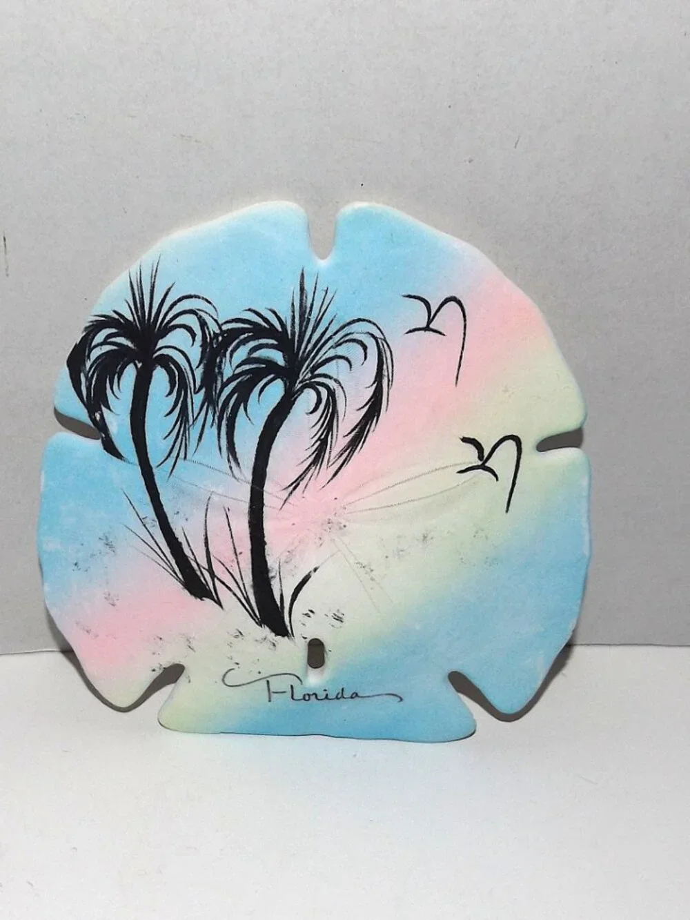 Vintage Florida Souvenir Hand Painted 4 5/8” Sand Dollar